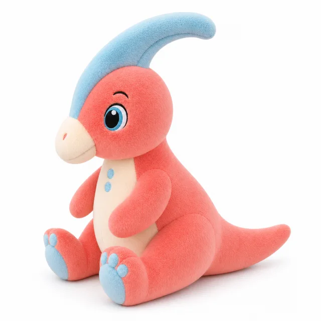 AI Coral Pink Parasaurus Plush Toy, view 3