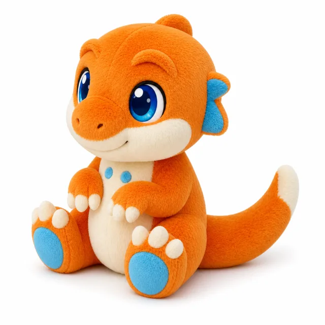 AI Orange Velociraptor Plush Toy, view 2