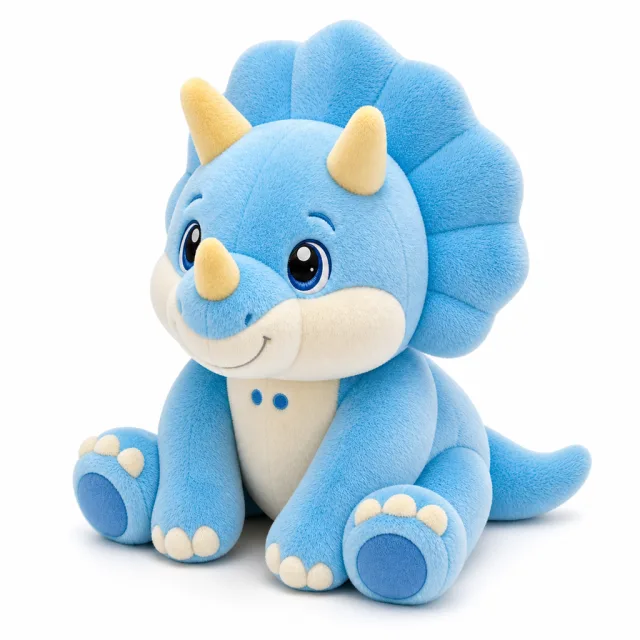 AI Sky Blue Triceratops Plush Toy, view 2