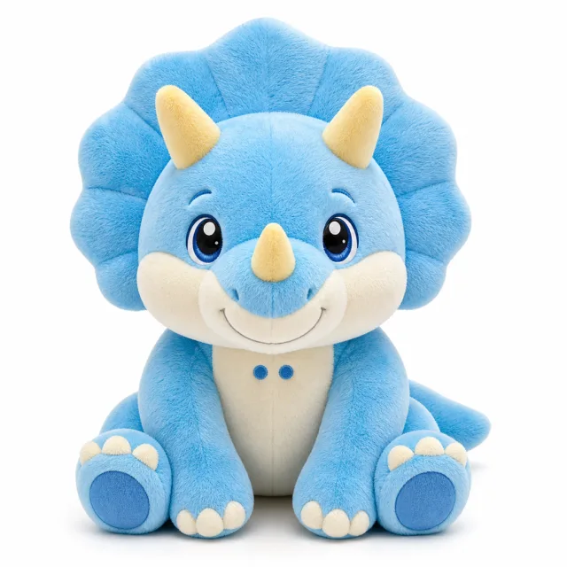 AI Sky Blue Triceratops Plush Toy, view 4