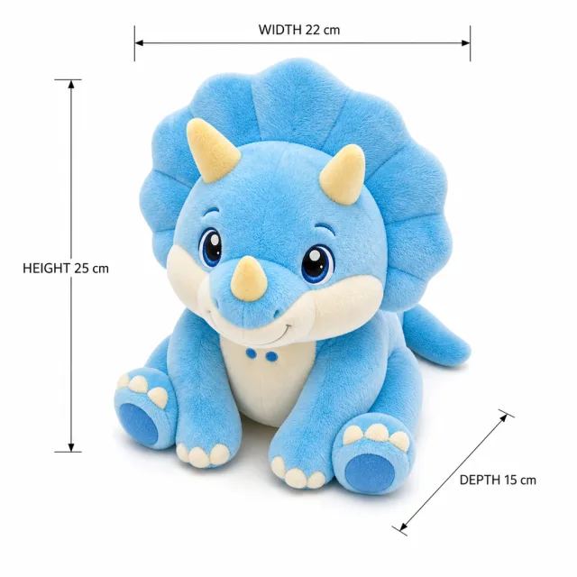 AI Sky Blue Triceratops Plush Toy, view 6