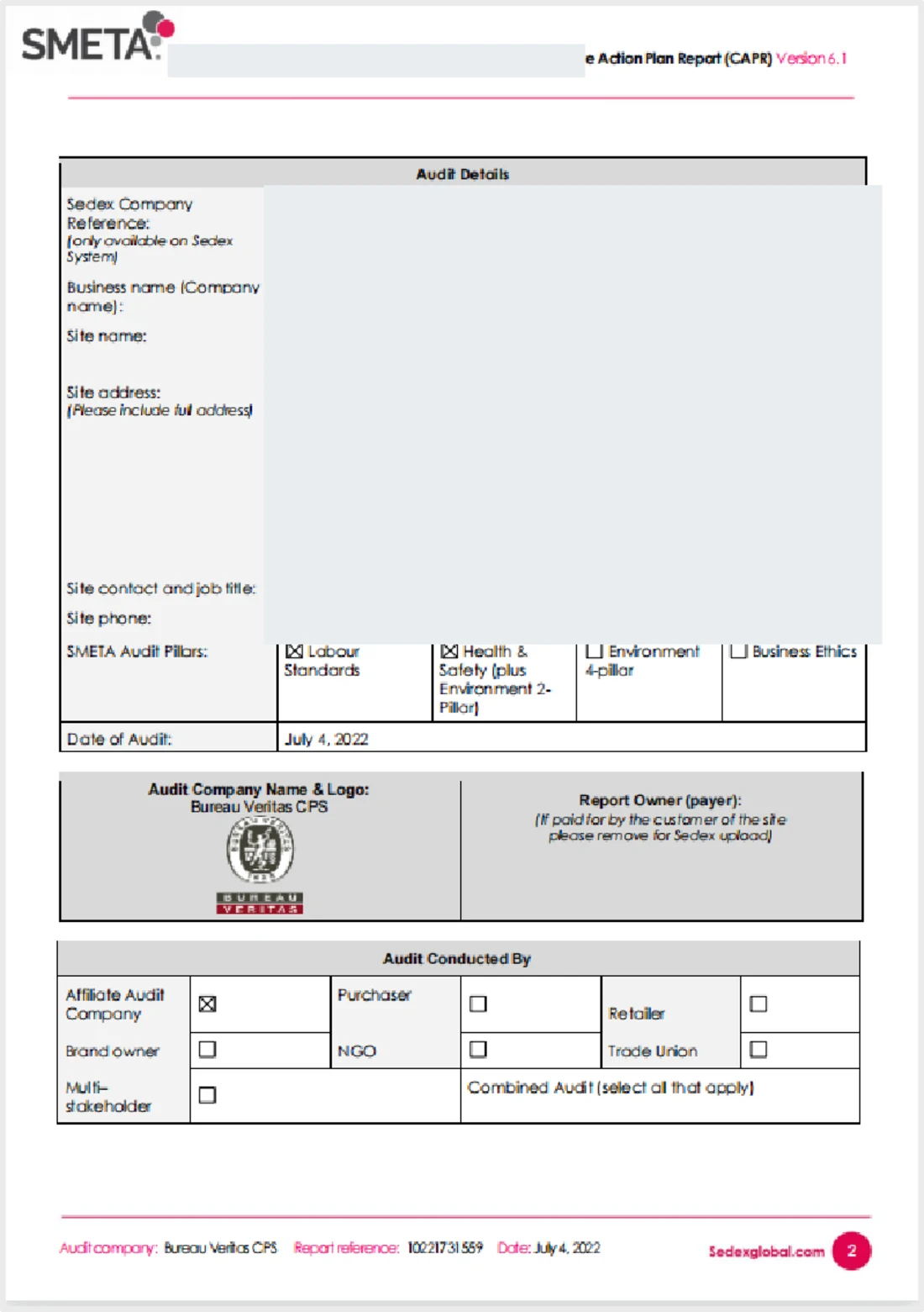 SMETA-Sozialaudit Zertifikat